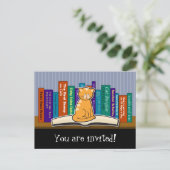 Carte postale Invitation Chat and Books (Debout devant)