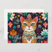 Carte postale Invitation Chat Bejeweled (Devant / Derrière)