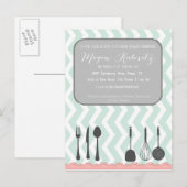 Carte Postale Invitation chic Chevron Shabby (Devant / Derrière)