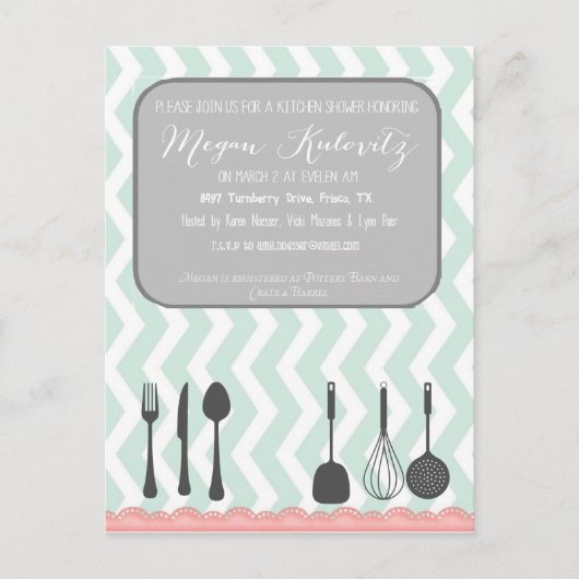 Carte Postale Invitation chic Chevron Shabby (Devant)