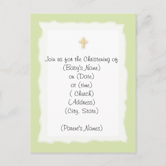 Carte Postale Invitation Christening (Devant)