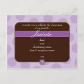 Carte Postale INVITATION CHRISTENING :: pois polka - violet (Dos)