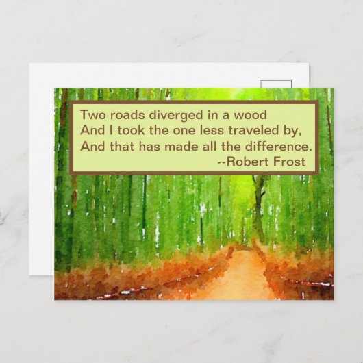 Carte postale Invitation - Citation Robert Frost R (Devant / Derrière)