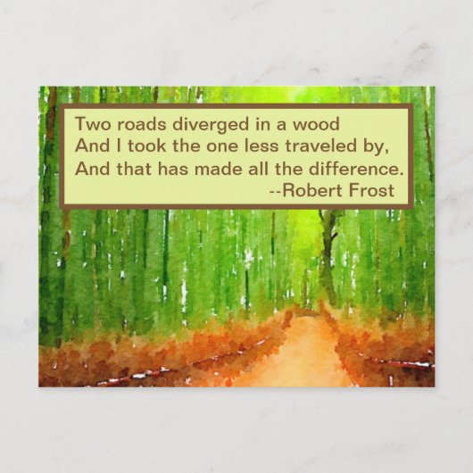 Carte postale Invitation - Citation Robert Frost R (Devant)