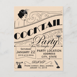 Carte Postale Invitation Cocktail