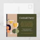 Carte Postale Invitation cocktail rétro et moderne (Devant / Derrière)