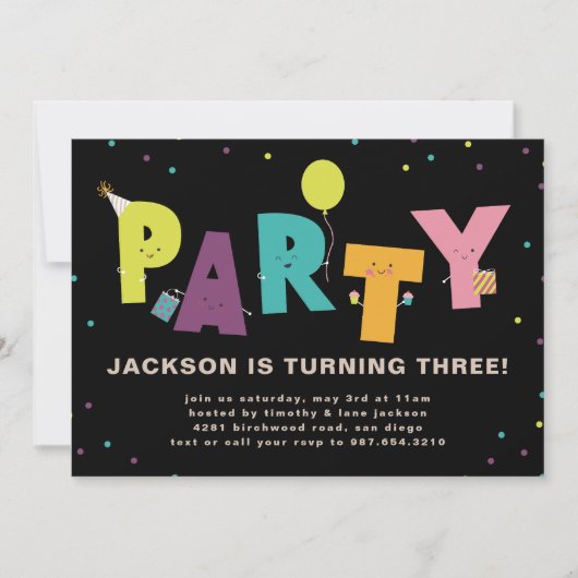 Carte postale Invitation couleur noire (Devant)