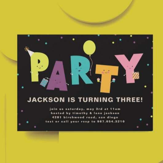 Carte postale Invitation couleur noire