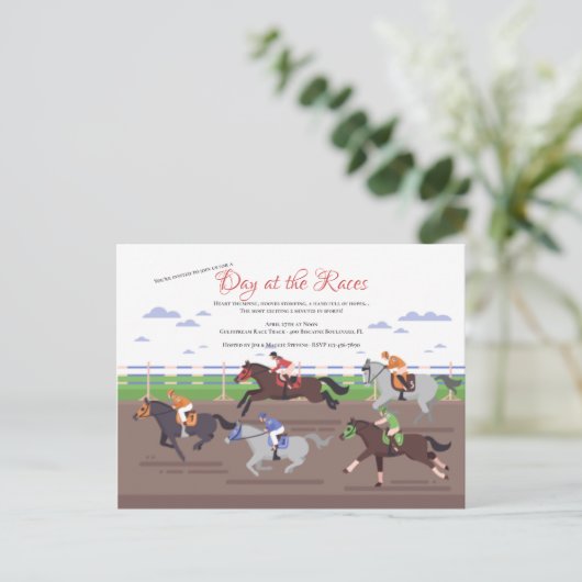 Carte postale Invitation Course Cheval (Debout devant)