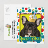 Carte Postale Invitation Cupcake 2 ans - French Bulldog (Devant / Derrière)