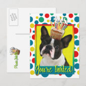 Carte Postale Invitation Cupcake - Boston Terrier (Devant / Derrière)
