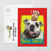 Carte Postale Invitation Cupcake - Bulldog - Light (Devant / Derrière)