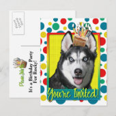 Carte Postale Invitation Cupcake - Sibérien Husky (Devant / Derrière)