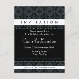 Carte Postale INVITATION D'ANNIVERSAIRE ADULTE :: Ornately patte