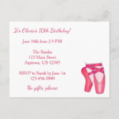 Carte Postale Invitation d'anniversaire avec tutu de ballerine r (Dos)