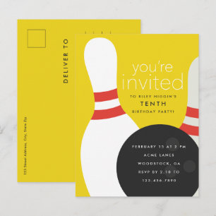 Carte Postale Invitation d'anniversaire Bowling