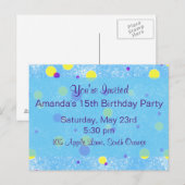 Carte Postale Invitation d'anniversaire de Bubble Dot (Devant / Derrière)