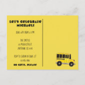Carte Postale Invitation d'anniversaire de bus scolaire jaune (Dos)