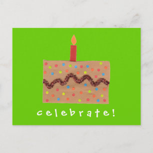 Carte Postale Invitation d'anniversaire de gâteau de confettis