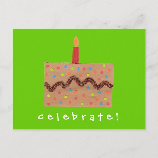 Carte Postale Invitation d'anniversaire de gâteau de confettis (Devant)