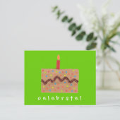 Carte Postale Invitation d'anniversaire de gâteau de confettis (Debout devant)