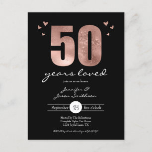 Carte Postale Invitation d'anniversaire de mariage de 50 ans aim