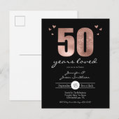 Carte Postale Invitation d'anniversaire de mariage de 50 ans aim (Devant / Derrière)