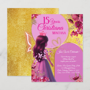 Carte Postale Invitation d'anniversaire de princesse - Nom perso