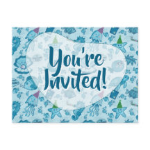 Carte postale Invitation d'anniversaire de Sea Lif