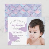 Carte Postale Invitation d'anniversaire de sirène sous la mer (Devant / Derrière)