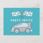 Carte Postale Invitation d'anniversaire de voiture de course (Dos)