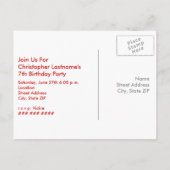 Carte Postale Invitation d'anniversaire du crabe rouge (Dos)
