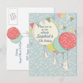 Carte Postale Invitation d'anniversaire du lapin de printemps (Devant / Derrière)