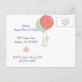 Carte Postale Invitation d'anniversaire du lapin de printemps (Dos)
