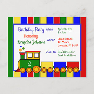 Carte Postale Invitation d'anniversaire du train Choo Choo