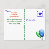 Carte Postale Invitation d'anniversaire du train Choo Choo (Dos)