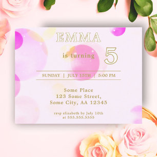 Carte Postale Invitation d'anniversaire enfant bulles roses mign