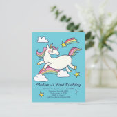 Carte Postale Invitation d'anniversaire licorne arc-en-ciel mign (Debout devant)