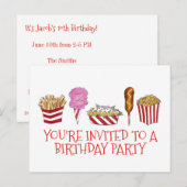 Carte Postale Invitation d'anniversaire pour fête foraine (Devant / Derrière)