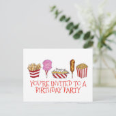 Carte Postale Invitation d'anniversaire pour fête foraine (Debout devant)