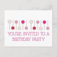 Invitation d'anniversaire pour gâteaux sucettes ro