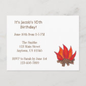 Carte Postale Invitation d'anniversaire pour un camp d'été avec (Dos)