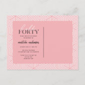 Carte Postale Invitation de 40e anniversaire de script et géomét (Dos)