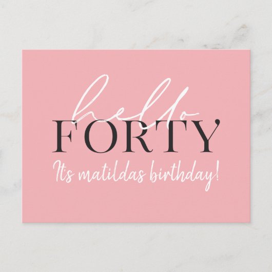 Carte Postale Invitation de 40e anniversaire de script et géomét (Devant)