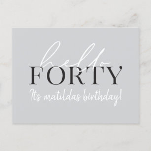 Carte Postale Invitation de 40e anniversaire de script et géomét