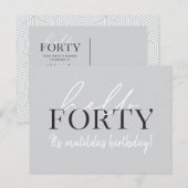 Carte Postale Invitation de 40e anniversaire de script et géomét (Devant / Derrière)