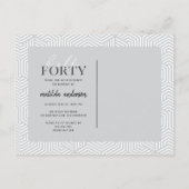 Carte Postale Invitation de 40e anniversaire de script et géomét (Dos)