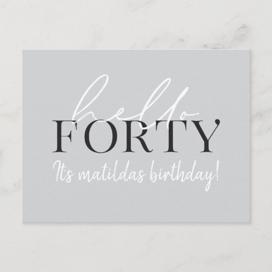 Carte Postale Invitation de 40e anniversaire de script et géomét (Devant)