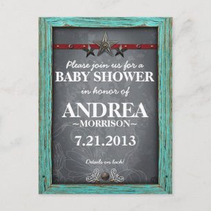 Carte Postale Invitation de Baby Shower au Tableau Noir Rustique