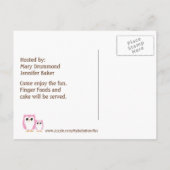 Carte Postale Invitation de Baby shower de Chouette blanche Chev (Dos)